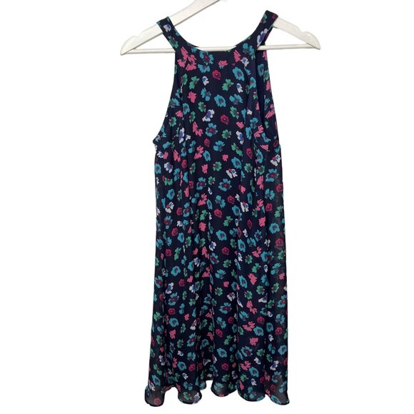 Betsey Johnson Floral Halter Dress Size 4 Navy Pink Blue Summer Lightweight - Picture 1 of 12